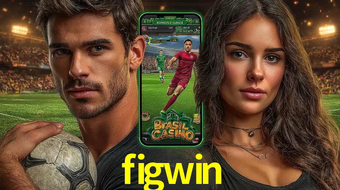 Homem segurando uma bola de futebol e uma mulher ao lado de um smartphone exibindo o jogo de apostas esportivas da figwin. Faça seu palpite no cassino online.